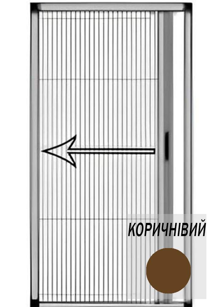 Віконна москітна сітка плісе вертикального відкривання колір коричневий 600мм х 1300мм